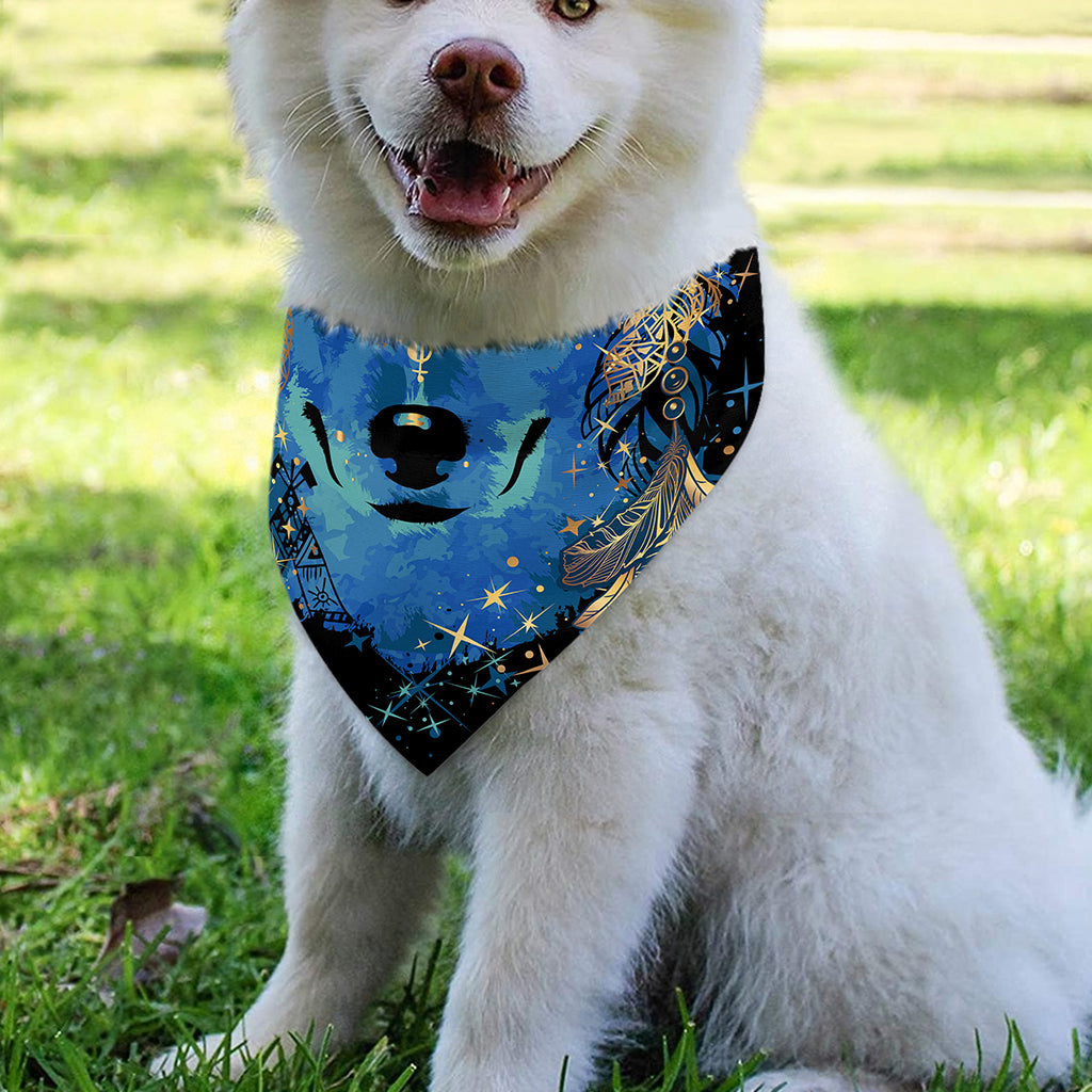 Native American Spiritual Wolf Print Over The Collar Dog Bandana
