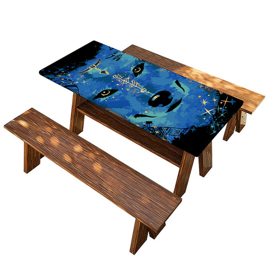 Native American Spiritual Wolf Print Picnic Table Cover