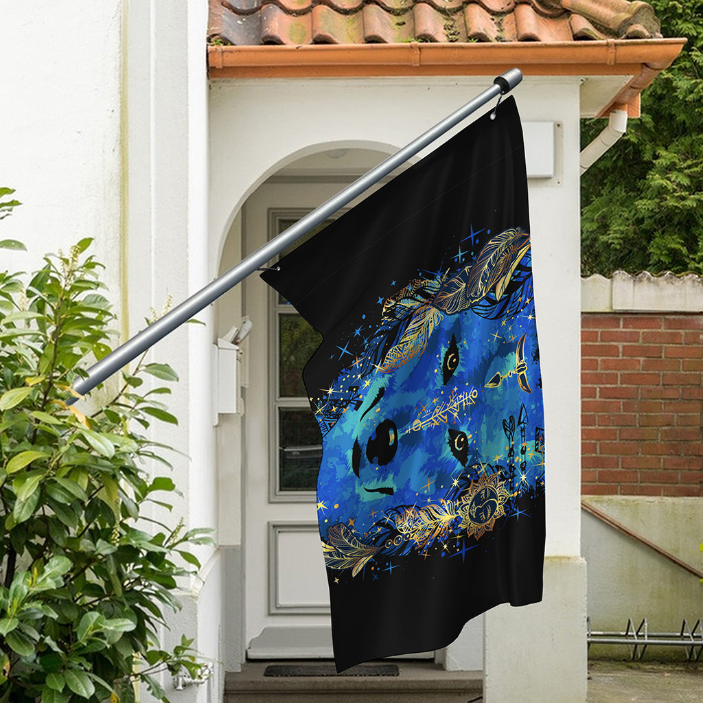Native American Spiritual Wolf Print Polyester Flag
