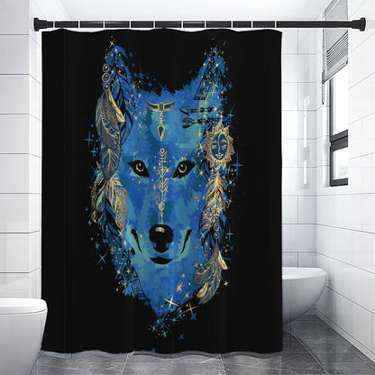 Native American Spiritual Wolf Print Premium Shower Curtain