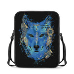 Native American Spiritual Wolf Print Rectangular Crossbody Bag