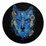 Native American Spiritual Wolf Print Round Blanket