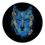 Native American Spiritual Wolf Print Round Floor Mat