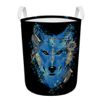 Native American Spiritual Wolf Print Round Laundry Basket