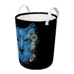 Native American Spiritual Wolf Print Round Laundry Basket