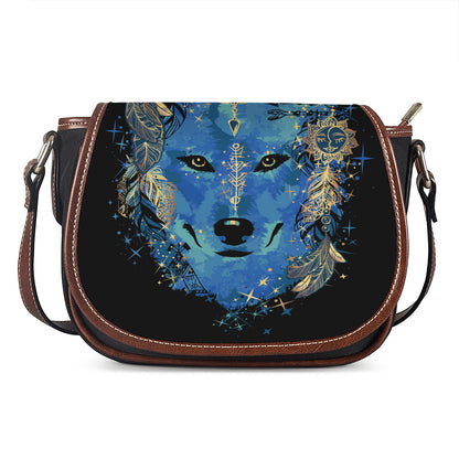 Native American Spiritual Wolf Print Saddle Bag