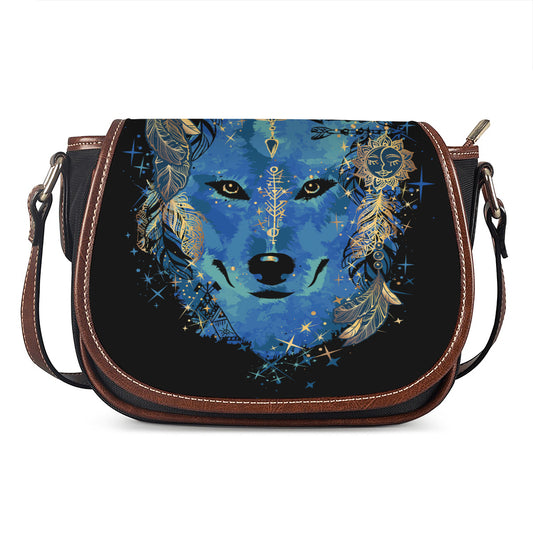 Native American Spiritual Wolf Print Saddle Bag