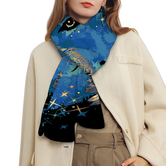 Native American Spiritual Wolf Print Scarf