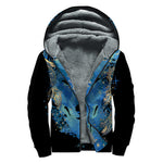 Native American Spiritual Wolf Print Sherpa Lined Zip Up Hoodie