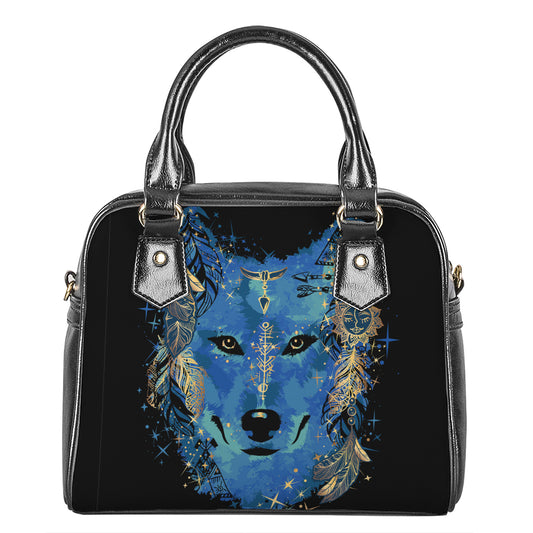 Native American Spiritual Wolf Print Shoulder Handbag