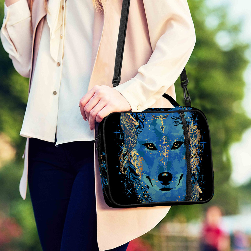 Native American Spiritual Wolf Print Shoulder Strap Bible Bag