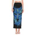 Native American Spiritual Wolf Print Side Slit Maxi Skirt