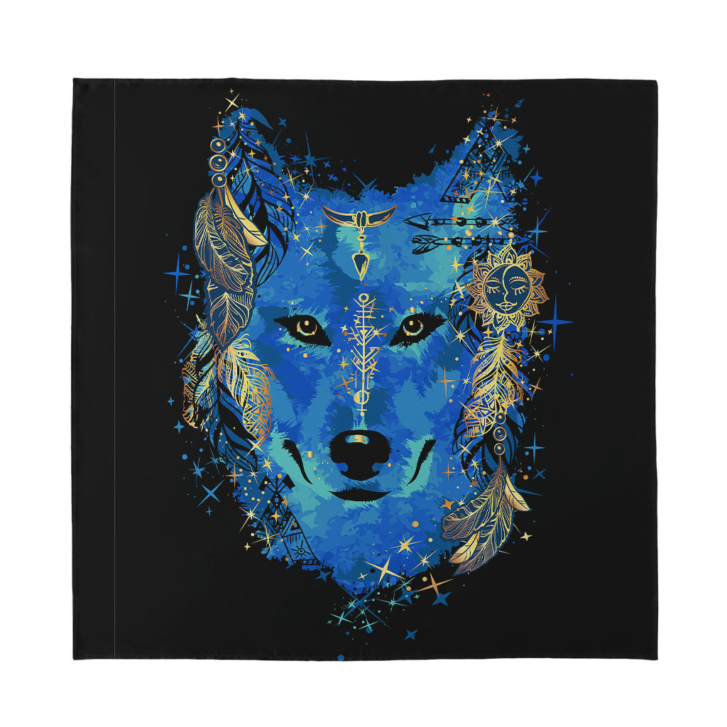 Native American Spiritual Wolf Print Silk Bandana