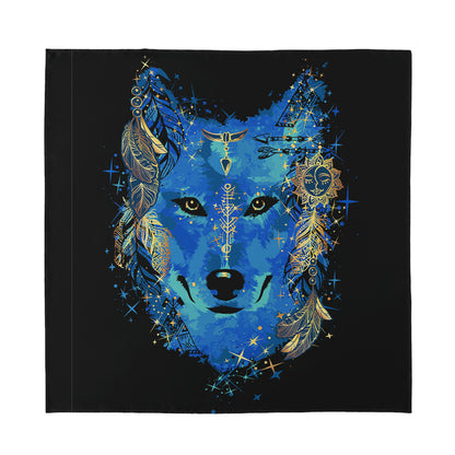 Native American Spiritual Wolf Print Silk Bandana