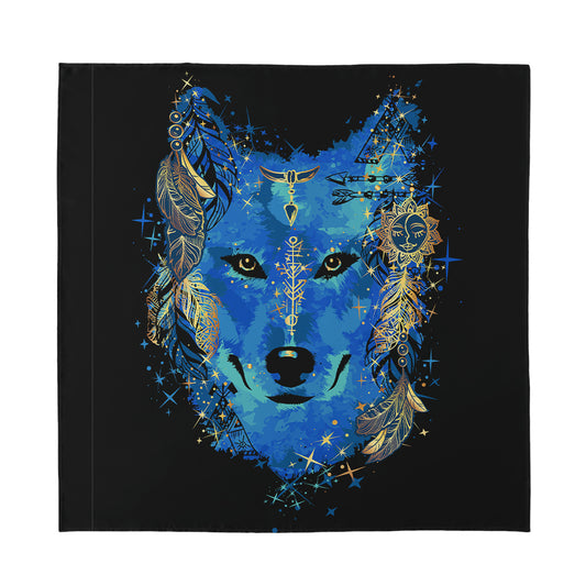 Native American Spiritual Wolf Print Silk Bandana