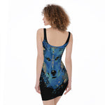 Native American Spiritual Wolf Print Sleeveless Bodycon Dress