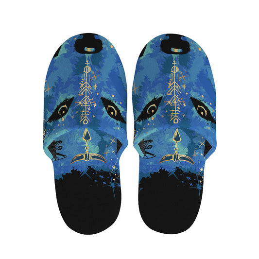 Native American Spiritual Wolf Print Slippers