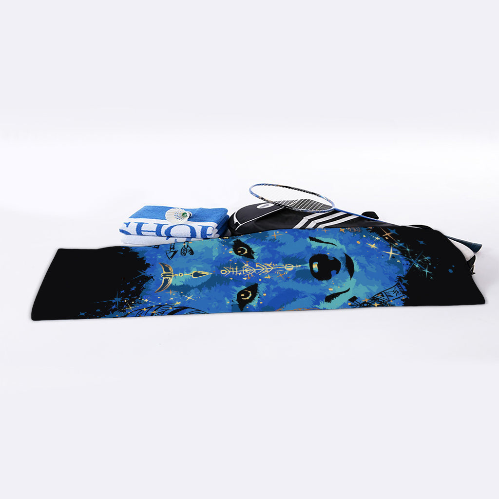 Native American Spiritual Wolf Print Sports Towel