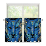 Native American Spiritual Wolf Print Tier Curtains