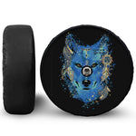 Native American Spiritual Wolf Print Tire Cover With Camera Hole