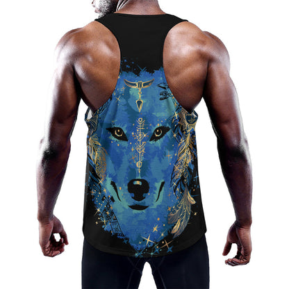 Native American Spiritual Wolf Print Training Tank Top