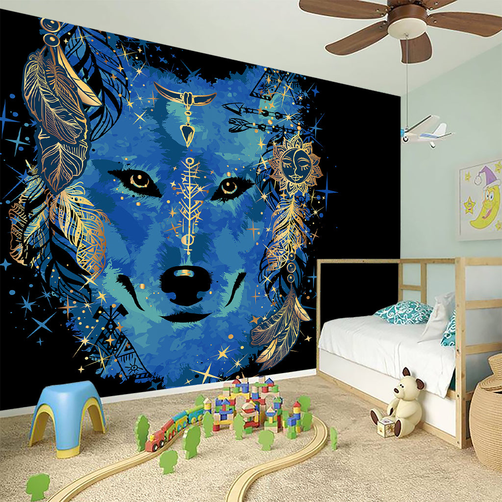 Native American Spiritual Wolf Print Wall Sticker