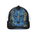 Native American Spiritual Wolf Print White Mesh Trucker Hat