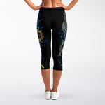 Native American Spiritual Wolf Print Women's Capri Leggings