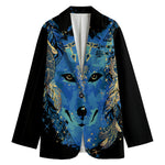 Native American Spiritual Wolf Print Women's Cotton Blazer