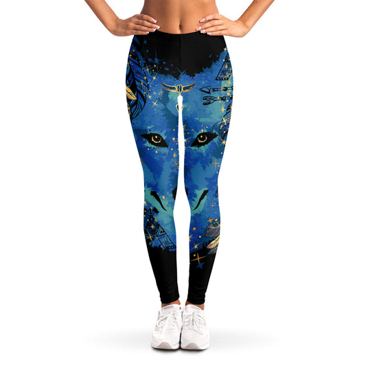 Native American Spiritual Wolf Print Women's Leggings