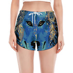 Native American Spiritual Wolf Print Women's Split Running Shorts