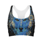 Native American Spiritual Wolf Print Women's Sports Bra