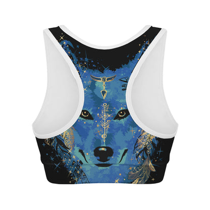 Native American Spiritual Wolf Print Women's Sports Bra