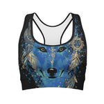 Native American Spiritual Wolf Print Women's Sports Bra