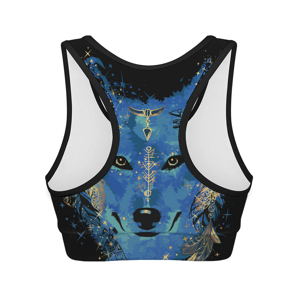 Native American Spiritual Wolf Print Women's Sports Bra