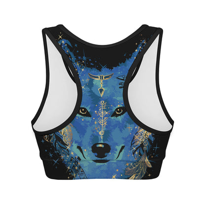 Native American Spiritual Wolf Print Women's Sports Bra