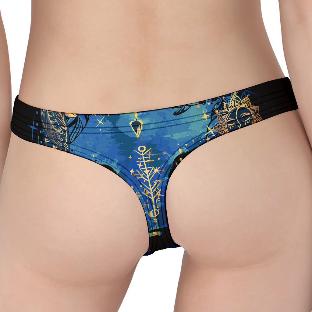 Native American Spiritual Wolf Print Women's Thong