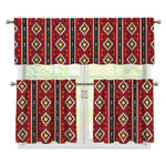 Native American Tribal Pattern Print 3 Piece Kitchen Curtains