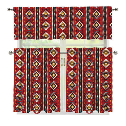 Native American Tribal Pattern Print 3 Piece Kitchen Curtains