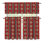 Native American Tribal Pattern Print 3 Piece Kitchen Curtains