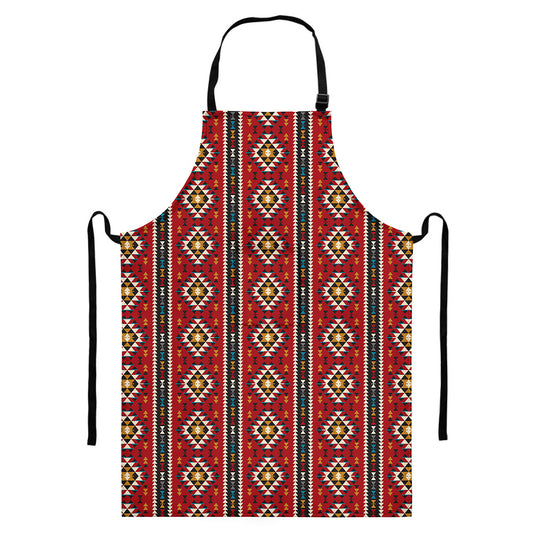 Native American Tribal Pattern Print Bib Apron With Pocket