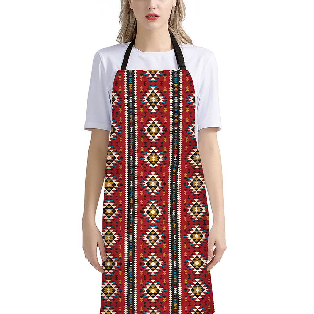 Native American Tribal Pattern Print Bib Apron With Pocket