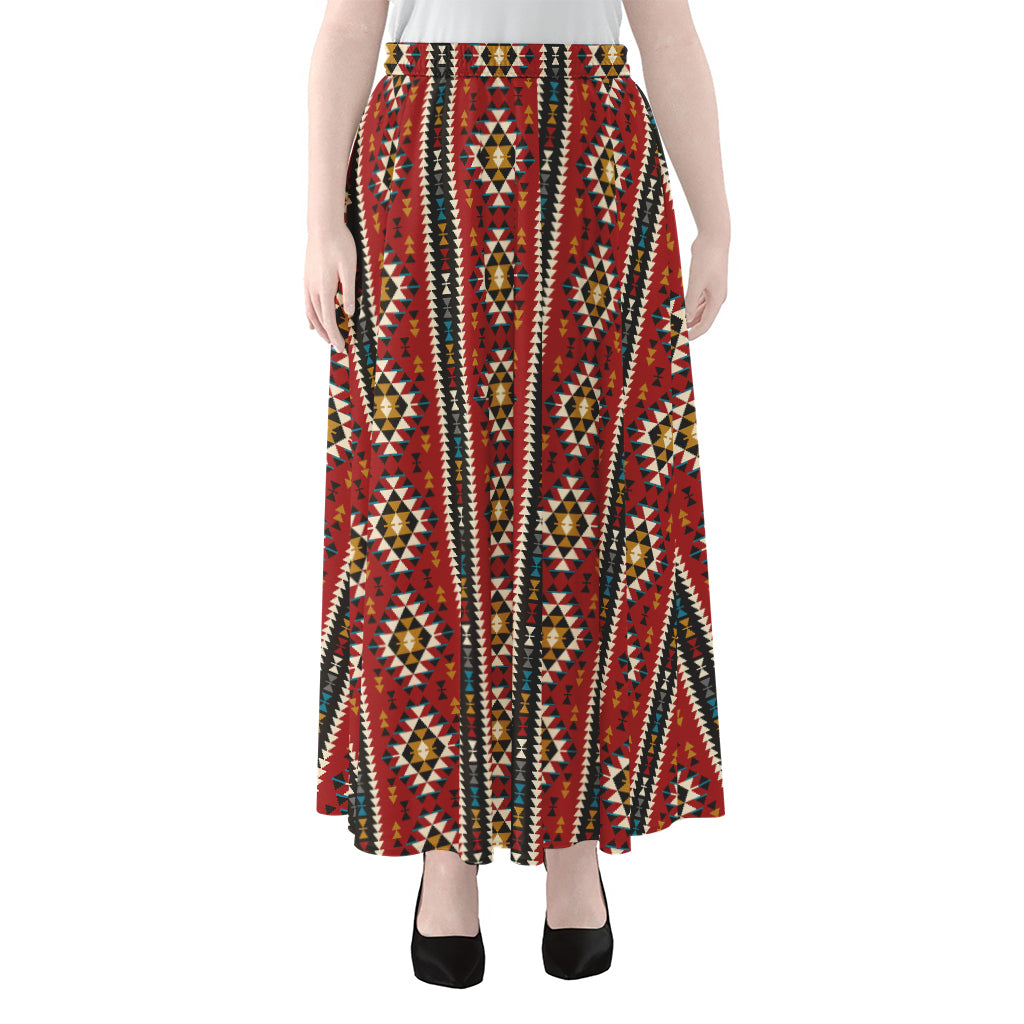 Native American Tribal Pattern Print Chiffon Maxi Skirt
