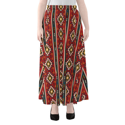Native American Tribal Pattern Print Chiffon Maxi Skirt