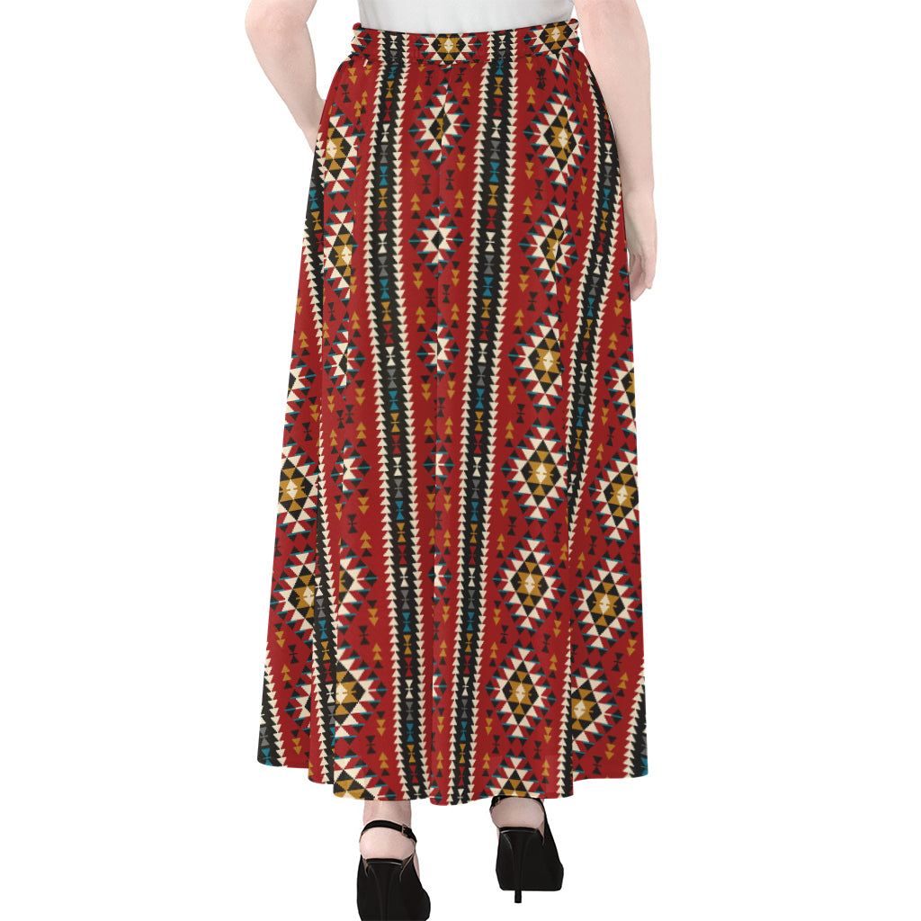 Native American Tribal Pattern Print Chiffon Maxi Skirt