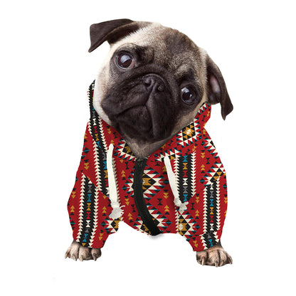 Native American Tribal Pattern Print Dog Zip Up Hoodie