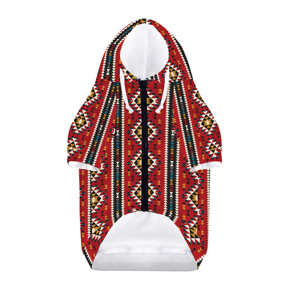Native American Tribal Pattern Print Dog Zip Up Hoodie