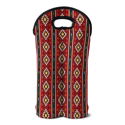 Native American Tribal Pattern Print Double Neoprene Wine Tote