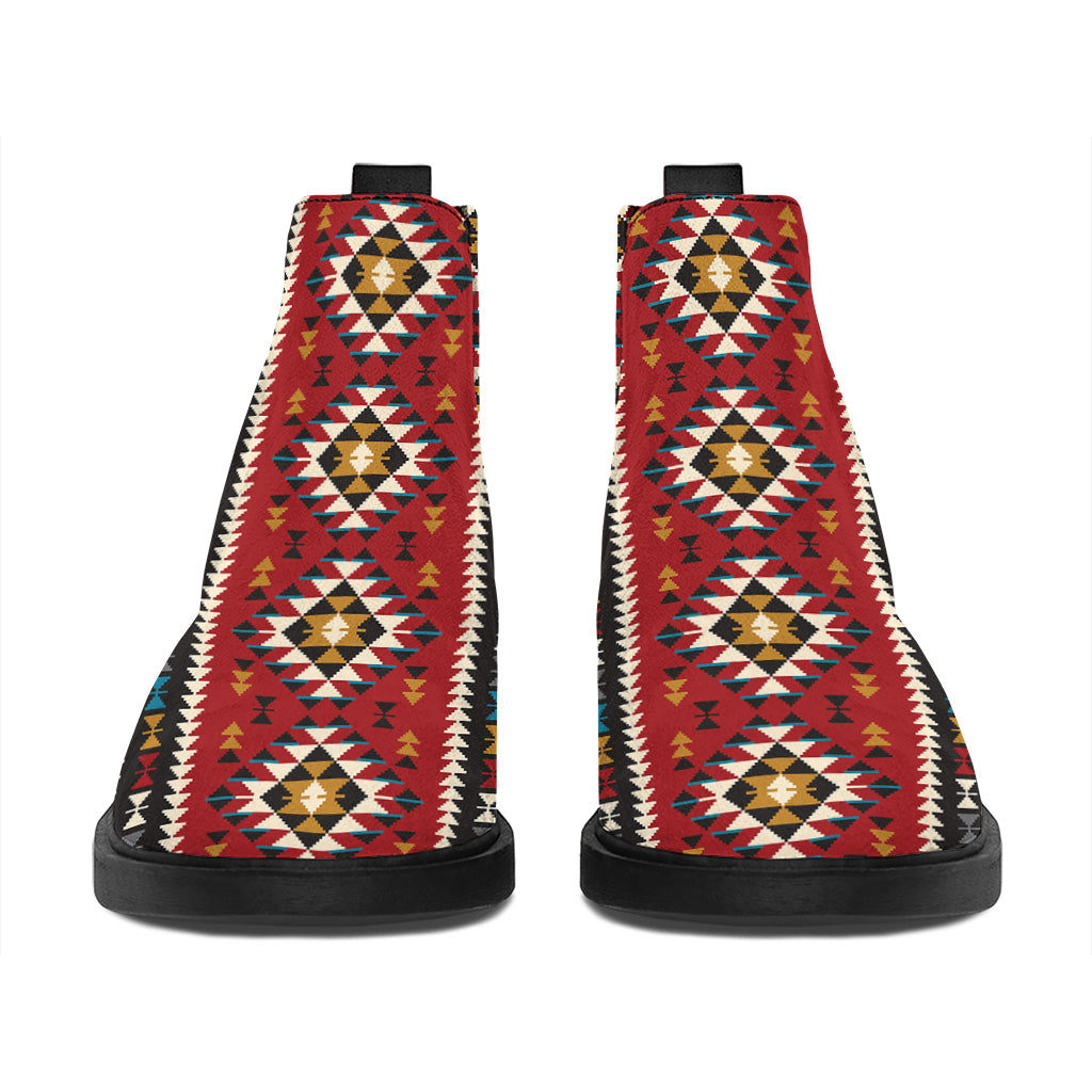 Native American Tribal Pattern Print Flat Ankle Boots