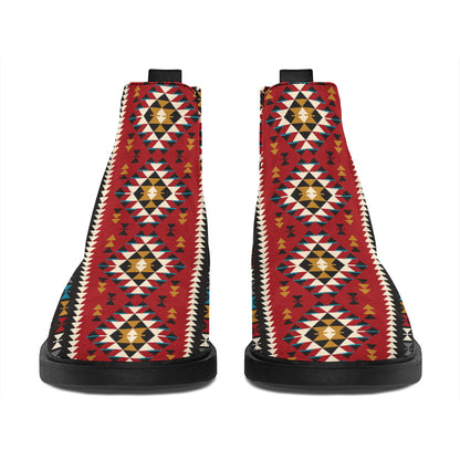 Native American Tribal Pattern Print Flat Ankle Boots